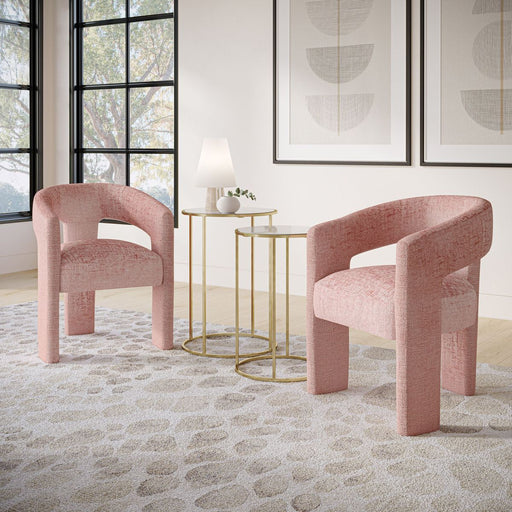 Jofran Gwen Modern Luxury Jacquard Fabric Upholstered Sculpture Armchair in Pink - Holmwood's Furniture & Design Center (Somersworth, NH)