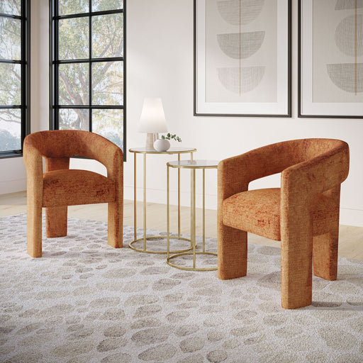 Jofran Gwen Modern Luxury Jacquard Fabric Upholstered Sculpture Armchair in Rust - Holmwood's Furniture & Design Center (Somersworth, NH)