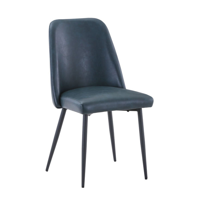 Jofran Maddox Mid-Century Modern Faux Leather Upholstered Dining Chair (Set of 2) in Blueberry - Holmwood's Furniture & Design Center (Somersworth, NH)