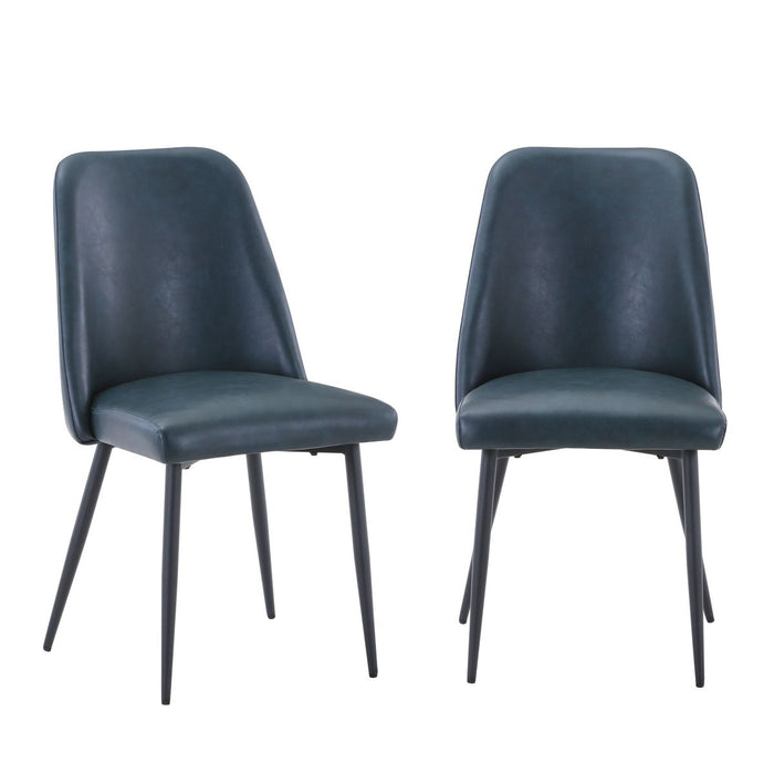 Jofran Maddox Mid-Century Modern Faux Leather Upholstered Dining Chair (Set of 2) in Blueberry - Holmwood's Furniture & Design Center (Somersworth, NH)