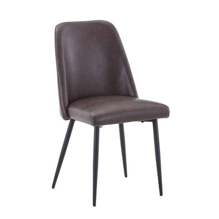 Jofran Maddox Mid-Century Modern Faux Leather Upholstered Dining Chair (Set of 2) in Dark Brown - Holmwood's Furniture & Design Center (Somersworth, NH)