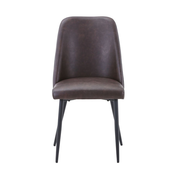 Jofran Maddox Mid-Century Modern Faux Leather Upholstered Dining Chair (Set of 2) in Dark Brown image