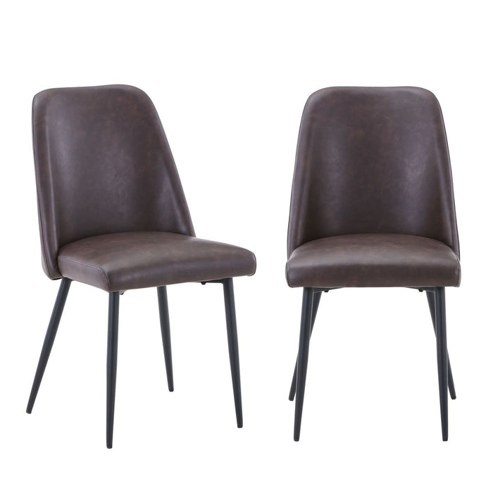 Jofran Maddox Mid-Century Modern Faux Leather Upholstered Dining Chair (Set of 2) in Dark Brown - Holmwood's Furniture & Design Center (Somersworth, NH)