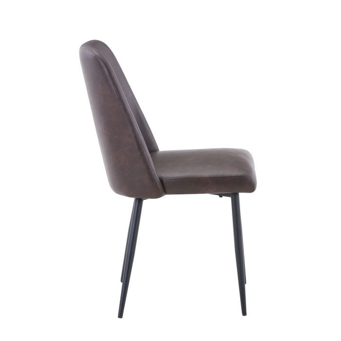 Jofran Maddox Mid-Century Modern Faux Leather Upholstered Dining Chair (Set of 2) in Dark Brown - Holmwood's Furniture & Design Center (Somersworth, NH)