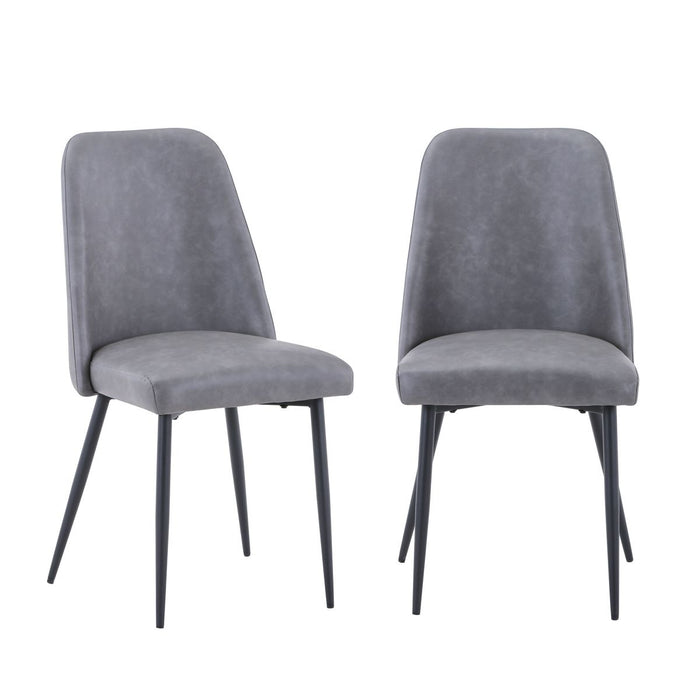 Jofran Maddox Mid-Century Modern Faux Leather Upholstered Dining Chair (Set of 2) in Grey - Holmwood's Furniture & Design Center (Somersworth, NH)