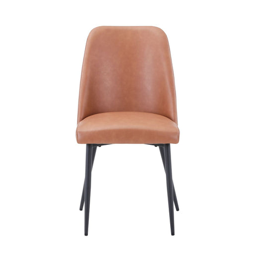 Jofran Maddox Mid-Century Modern Faux Leather Upholstered Dining Chair (Set of 2) in Light Brown image