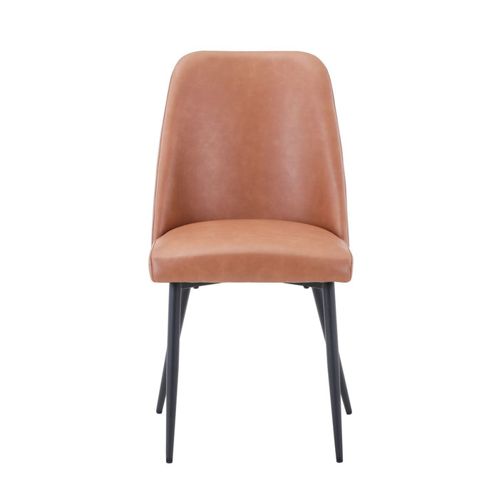 Jofran Maddox Mid-Century Modern Faux Leather Upholstered Dining Chair (Set of 2) in Light Brown image