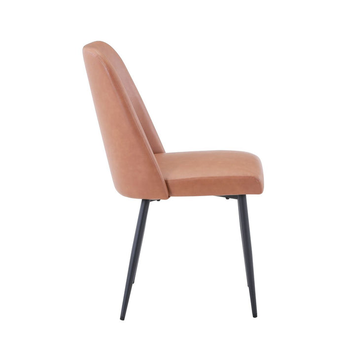 Jofran Maddox Mid-Century Modern Faux Leather Upholstered Dining Chair (Set of 2) in Light Brown - Holmwood's Furniture & Design Center (Somersworth, NH)