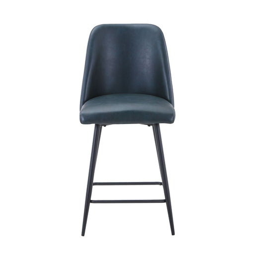 Jofran Maddox Mid-Century Modern Faux Leather Upholstered Counter Height Barstool (Set of 2) in Blueberry image