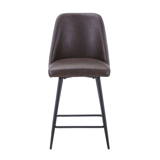 Jofran Maddox Mid-Century Modern Faux Leather Upholstered Counter Height Barstool (Set of 2) in Dark Brown image