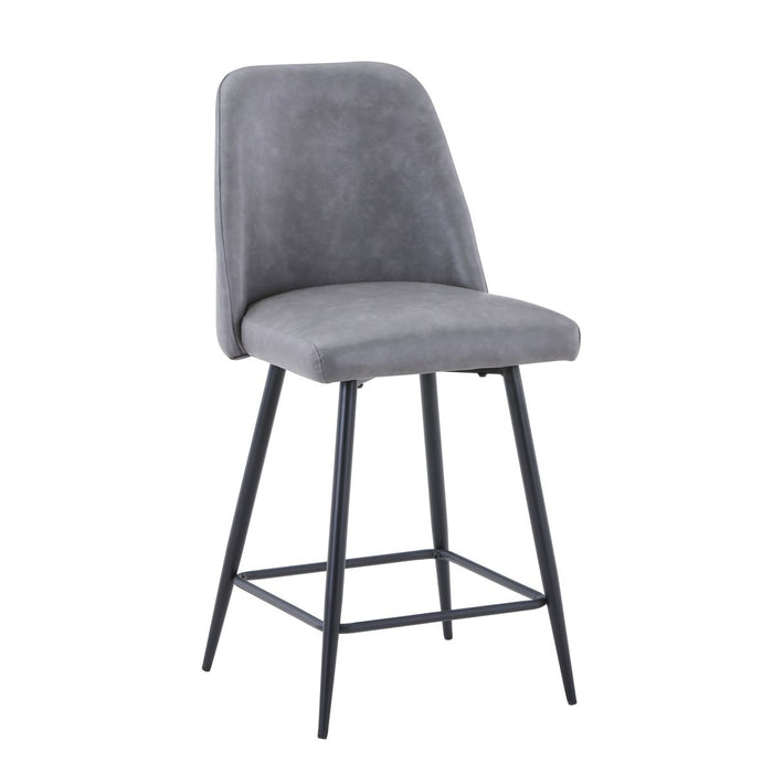 Jofran Maddox Mid-Century Modern Faux Leather Upholstered Counter Height Barstool (Set of 2) in Grey - Holmwood's Furniture & Design Center (Somersworth, NH)