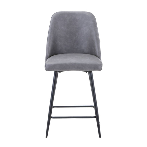 Jofran Maddox Mid-Century Modern Faux Leather Upholstered Counter Height Barstool (Set of 2) in Grey image