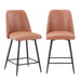Jofran Maddox Mid-Century Modern Faux Leather Upholstered Counter Height Barstool (Set of 2) in Light Brown - Holmwood's Furniture & Design Center (Somersworth, NH)