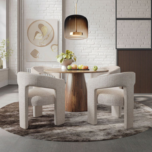 Jofran Nash Mid-Century Modern 50" Round Pedestal Dining Table in Walnut - Holmwood's Furniture & Design Center (Somersworth, NH)