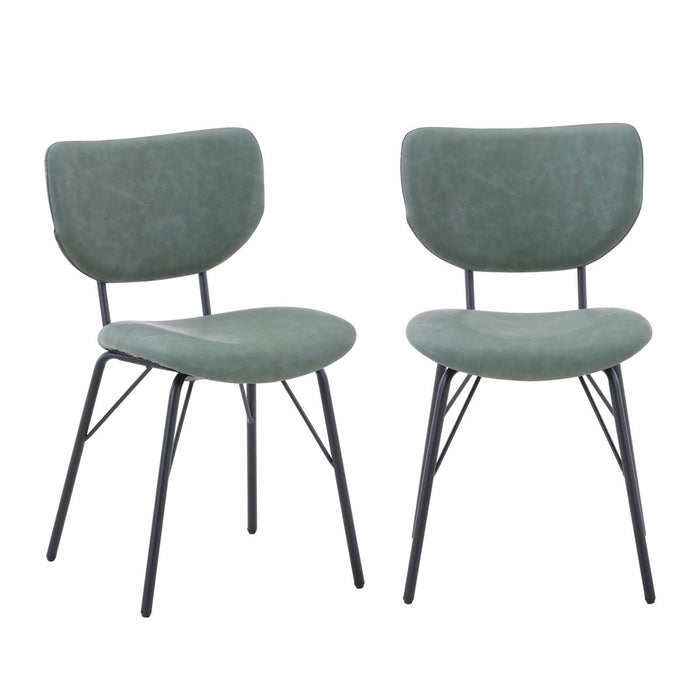 Jofran Owen Contemporary Modern Faux Leather Split-Back Upholstered Dining Chair (Set of 2) in Jade - Holmwood's Furniture & Design Center (Somersworth, NH)