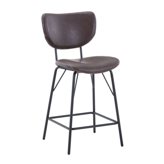 Jofran Owen Contemporary Modern Faux Leather Split-Back Upholstered Counter Height Barstool (Set of 2) in Dark Brown - Holmwood's Furniture & Design Center (Somersworth, NH)