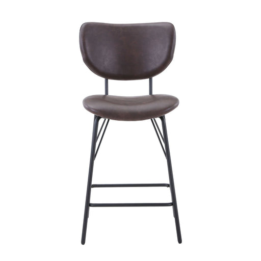 Jofran Owen Contemporary Modern Faux Leather Split-Back Upholstered Counter Height Barstool (Set of 2) in Dark Brown image