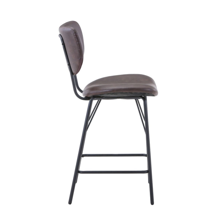 Jofran Owen Contemporary Modern Faux Leather Split-Back Upholstered Counter Height Barstool (Set of 2) in Dark Brown - Holmwood's Furniture & Design Center (Somersworth, NH)