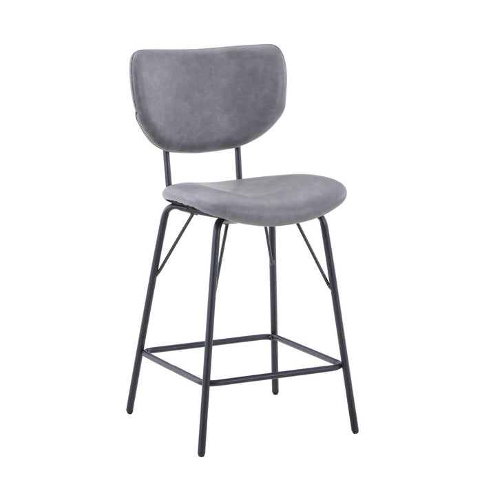 Jofran Owen Contemporary Modern Faux Leather Split-Back Upholstered Counter Height Barstool (Set of 2) in Grey - Holmwood's Furniture & Design Center (Somersworth, NH)