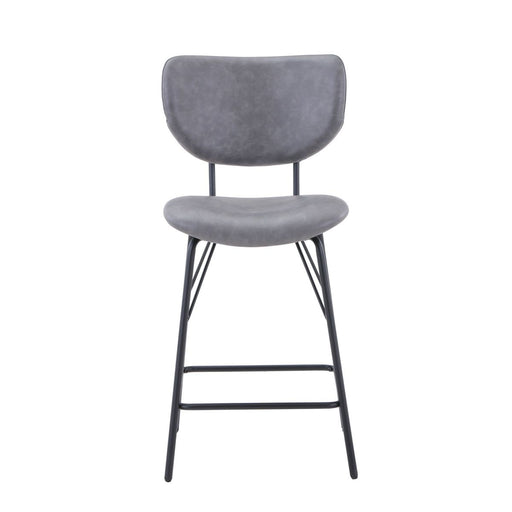 Jofran Owen Contemporary Modern Faux Leather Split-Back Upholstered Counter Height Barstool (Set of 2) in Grey image