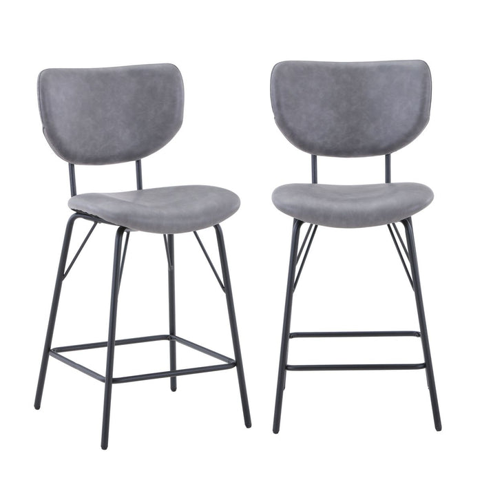 Jofran Owen Contemporary Modern Faux Leather Split-Back Upholstered Counter Height Barstool (Set of 2) in Grey - Holmwood's Furniture & Design Center (Somersworth, NH)