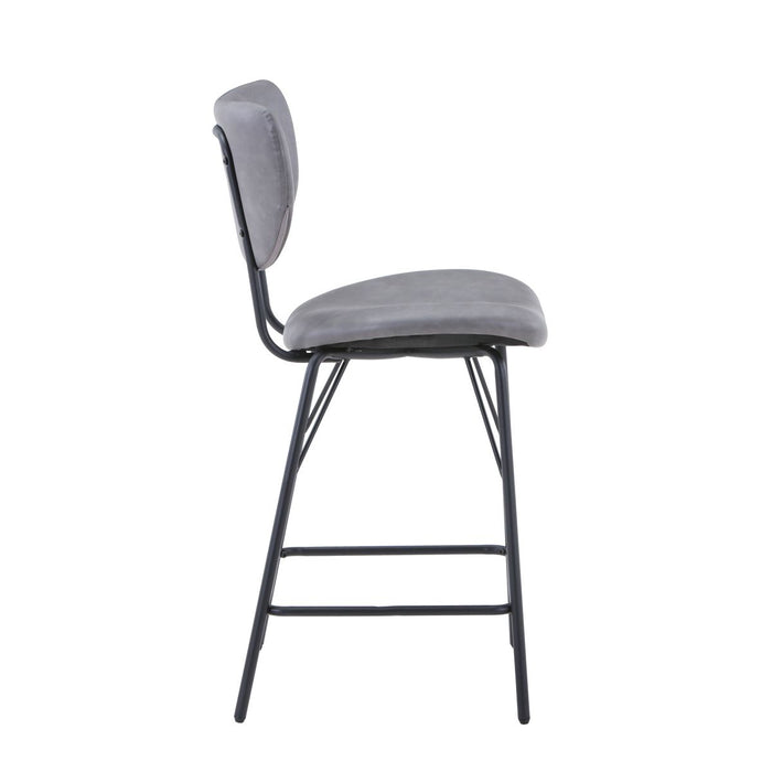 Jofran Owen Contemporary Modern Faux Leather Split-Back Upholstered Counter Height Barstool (Set of 2) in Grey - Holmwood's Furniture & Design Center (Somersworth, NH)