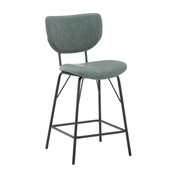 Jofran Owen Contemporary Modern Faux Leather Split-Back Upholstered Counter Height Barstool (Set of 2) in Jade - Holmwood's Furniture & Design Center (Somersworth, NH)