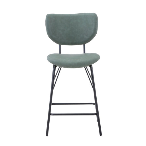 Jofran Owen Contemporary Modern Faux Leather Split-Back Upholstered Counter Height Barstool (Set of 2) in Jade image