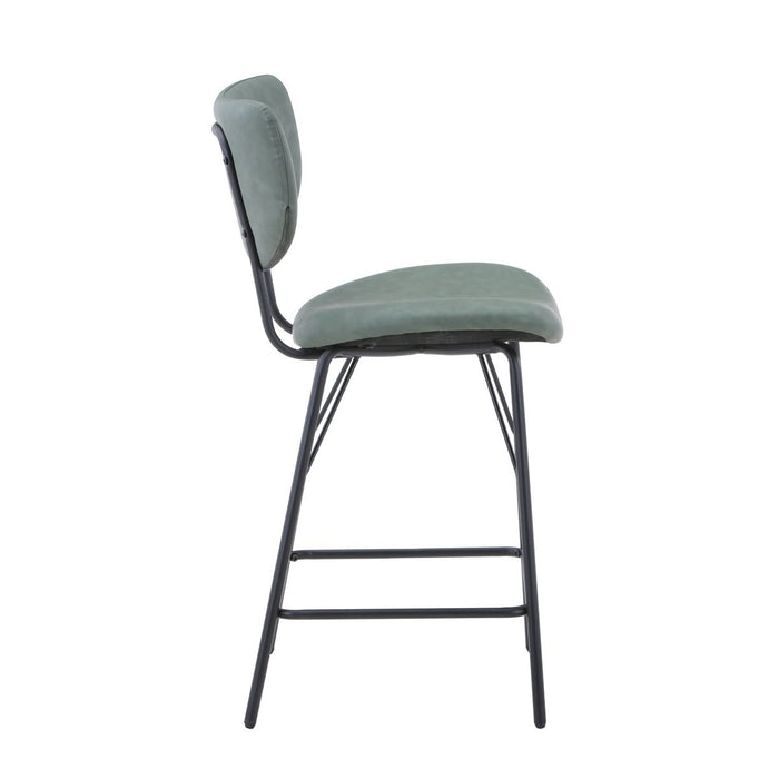 Jofran Owen Contemporary Modern Faux Leather Split-Back Upholstered Counter Height Barstool (Set of 2) in Jade - Holmwood's Furniture & Design Center (Somersworth, NH)