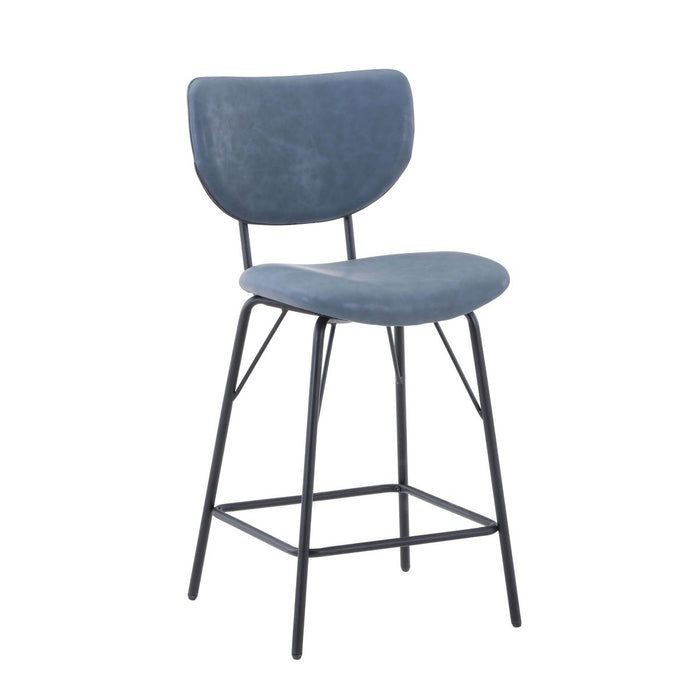 Jofran Owen Contemporary Modern Faux Leather Split-Back Upholstered Counter Height Barstool (Set of 2) in Slate - Holmwood's Furniture & Design Center (Somersworth, NH)