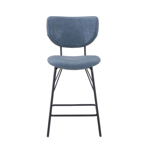 Jofran Owen Contemporary Modern Faux Leather Split-Back Upholstered Counter Height Barstool (Set of 2) in Slate image