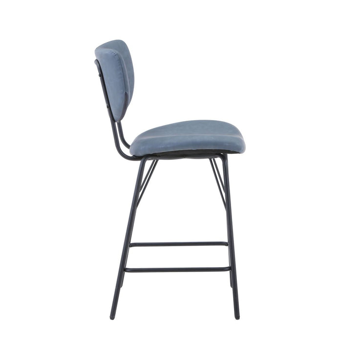 Jofran Owen Contemporary Modern Faux Leather Split-Back Upholstered Counter Height Barstool (Set of 2) in Slate - Holmwood's Furniture & Design Center (Somersworth, NH)