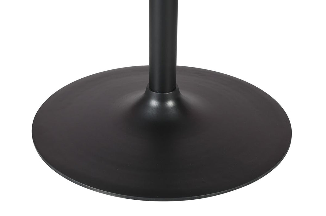 Jofran Rowan 42" Modern Luxury Pedestal Round Marble Dining Table in Gunmetal - Holmwood's Furniture & Design Center (Somersworth, NH)