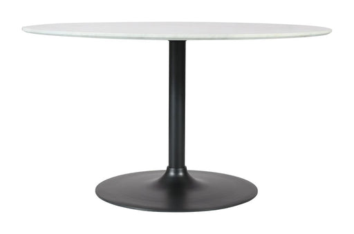 Jofran Rowan 42" Modern Luxury Pedestal Round Marble Dining Table in Gunmetal - Holmwood's Furniture & Design Center (Somersworth, NH)