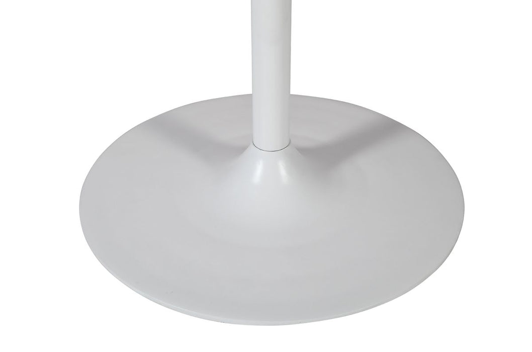 Jofran Rowan 54" Modern Luxury Pedestal Round Marble Dining Table in White - Holmwood's Furniture & Design Center (Somersworth, NH)