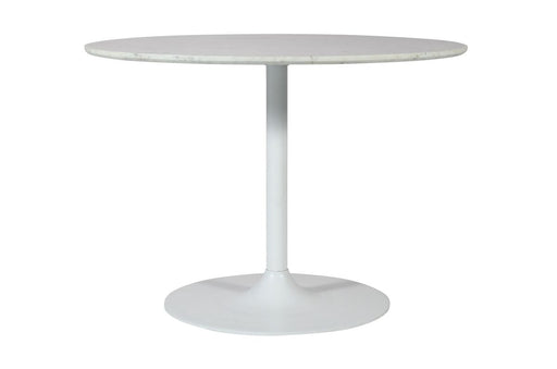Jofran Rowan 42" Modern Luxury Pedestal Round Marble Dining Table in White image