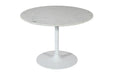 Jofran Rowan 42" Modern Luxury Pedestal Round Marble Dining Table in White - Holmwood's Furniture & Design Center (Somersworth, NH)