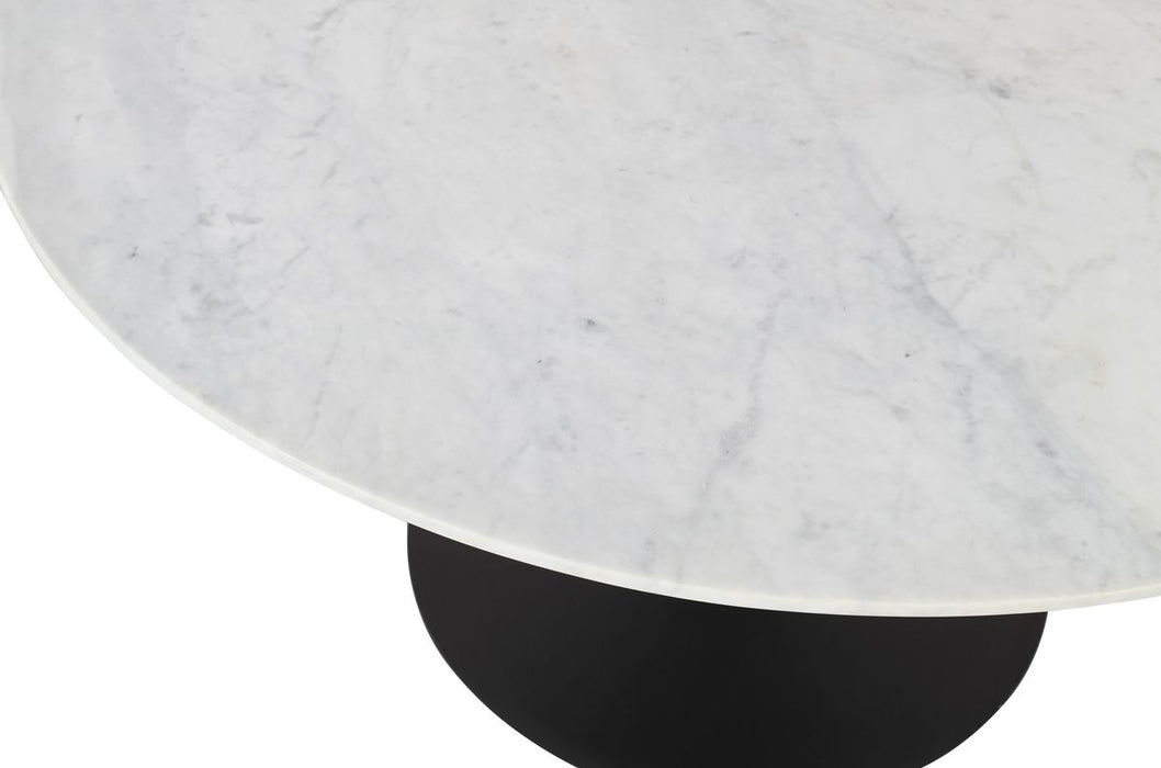 Jofran Rowan 54" Modern Luxury Pedestal Round Marble Dining Table in Gunmetal - Holmwood's Furniture & Design Center (Somersworth, NH)