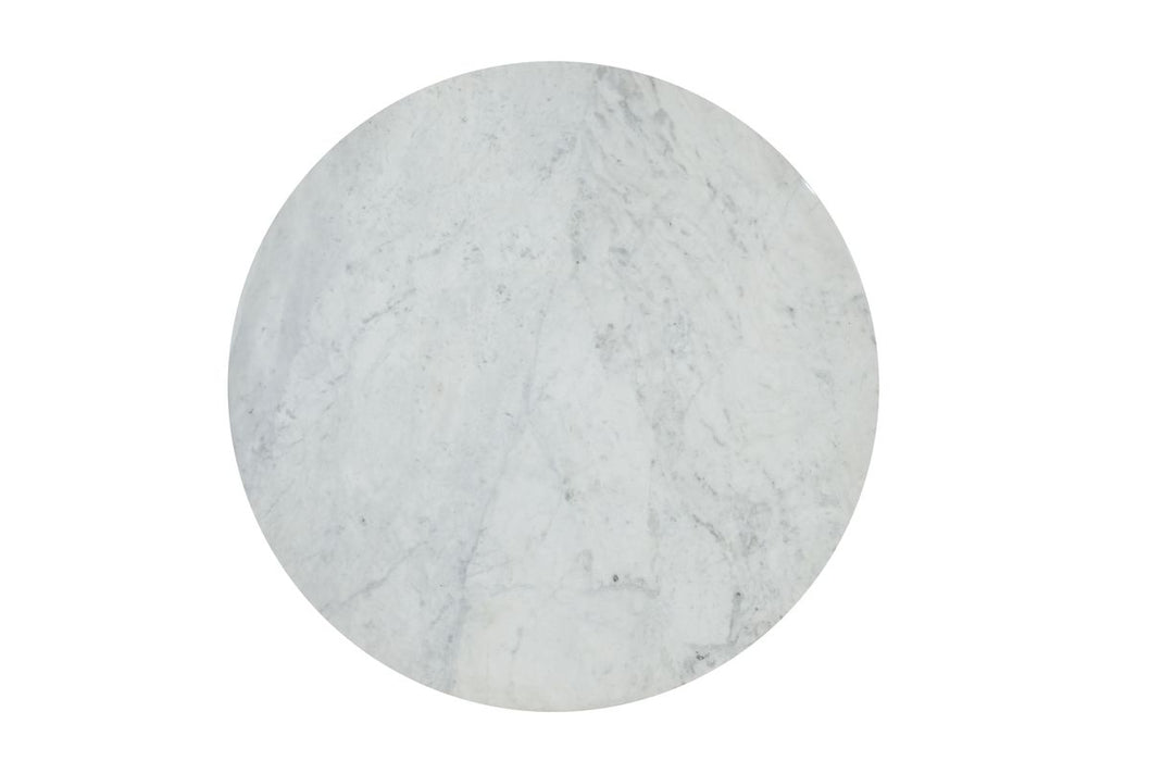 Jofran Rowan 54" Modern Luxury Pedestal Round Marble Dining Table in Gunmetal - Holmwood's Furniture & Design Center (Somersworth, NH)