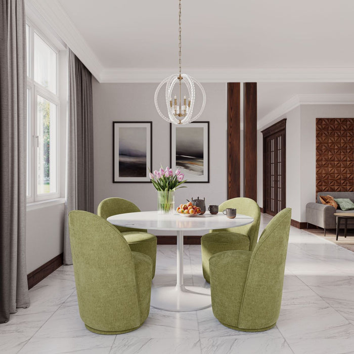 Jofran Rowan 54" Modern Luxury Pedestal Round Marble Dining Table in White - Holmwood's Furniture & Design Center (Somersworth, NH)