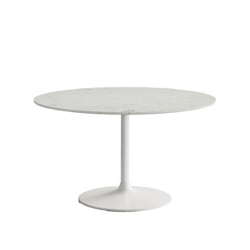 Jofran Rowan 54" Modern Luxury Pedestal Round Marble Dining Table in White image