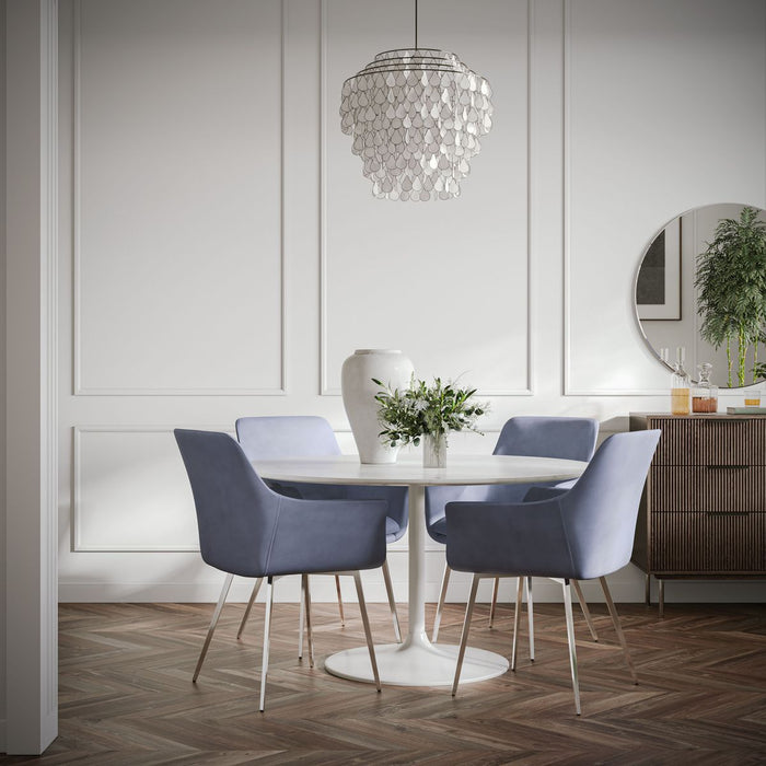 Jofran Stella Contemporary Modern Upholstered Platinum Dining Chair with Chrome Legs (Set of 2) in Platinum - Holmwood's Furniture & Design Center (Somersworth, NH)