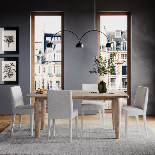 Jofran Spader 70" Rustic Global Solid Wood Dining Table in Washed Sand - Holmwood's Furniture & Design Center (Somersworth, NH)