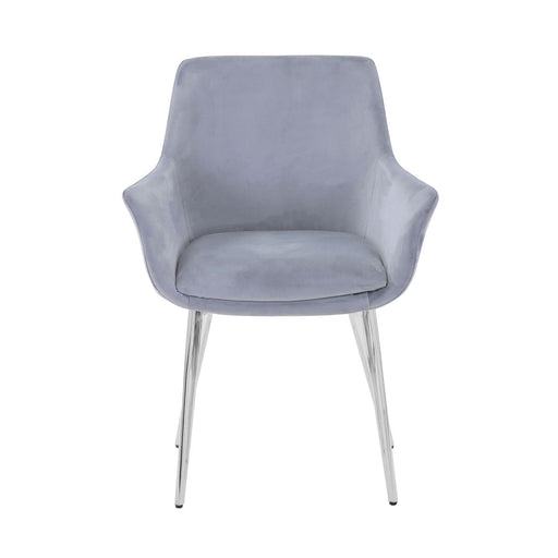 Jofran Stella Contemporary Modern Upholstered Platinum Dining Chair with Chrome Legs (Set of 2) in Platinum image