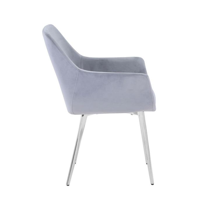 Jofran Stella Contemporary Modern Upholstered Platinum Dining Chair with Chrome Legs (Set of 2) in Platinum - Holmwood's Furniture & Design Center (Somersworth, NH)