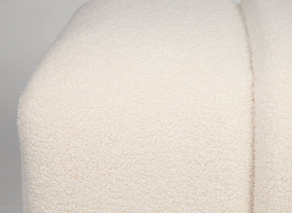 Jofran Tess Contemporary Modern Ivory Boucle Upholstered Plush Bench in Natural Cream - Holmwood's Furniture & Design Center (Somersworth, NH)