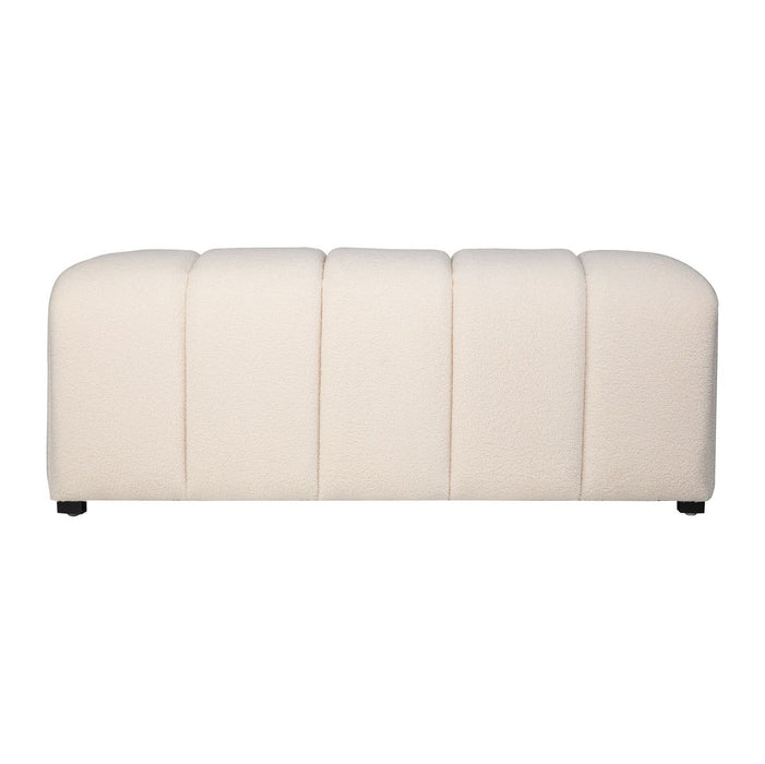 Jofran Tess Contemporary Modern Ivory Boucle Upholstered Plush Bench in Natural Cream image
