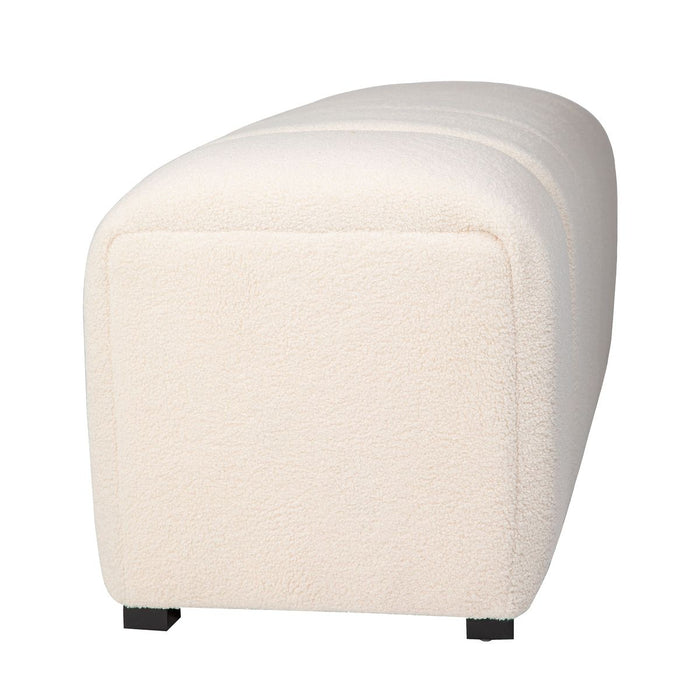Jofran Tess Contemporary Modern Ivory Boucle Upholstered Plush Bench in Natural Cream - Holmwood's Furniture & Design Center (Somersworth, NH)