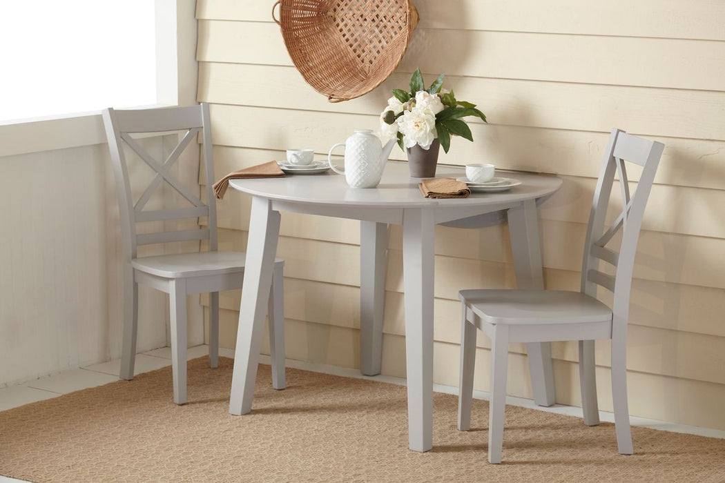 Jofran Simplicity Solid Wood Classic Round Drop-leaf Table in Grey - Holmwood's Furniture & Design Center (Somersworth, NH)