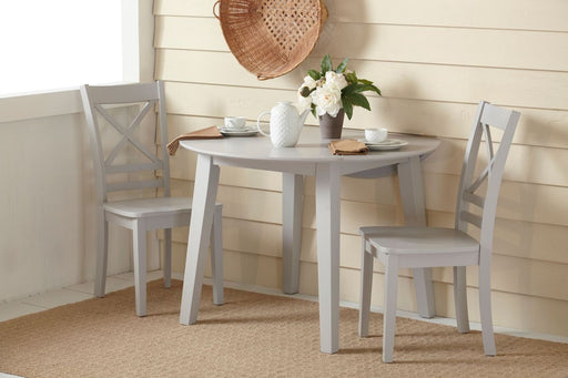 Jofran Simplicity Solid Wood Classic Round Drop-leaf Table in Grey - Holmwood's Furniture & Design Center (Somersworth, NH)